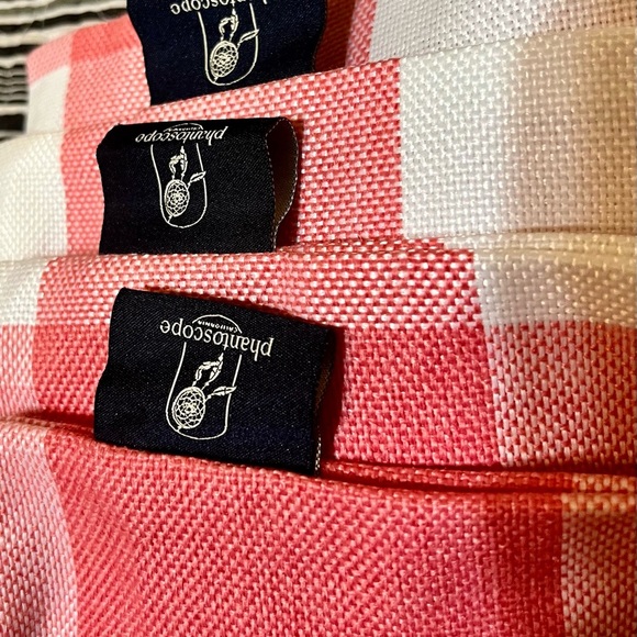 Phantoscope Linen Blend Euro Sham Set, 4 Pink and White Checked, 20X20 - Picture 2 of 2